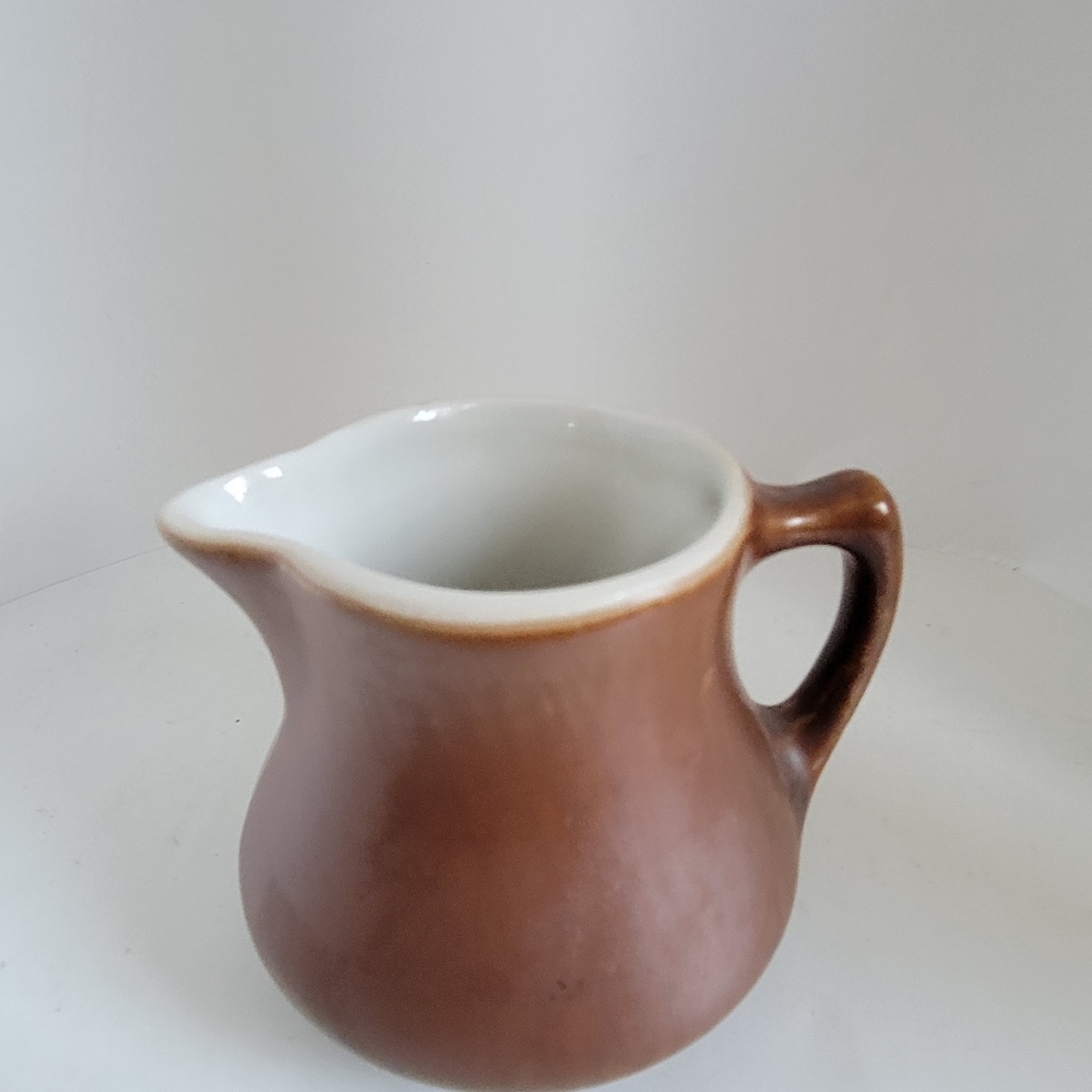 Vintage Hall Pottery Brown Creamer 2 3/4" Tall